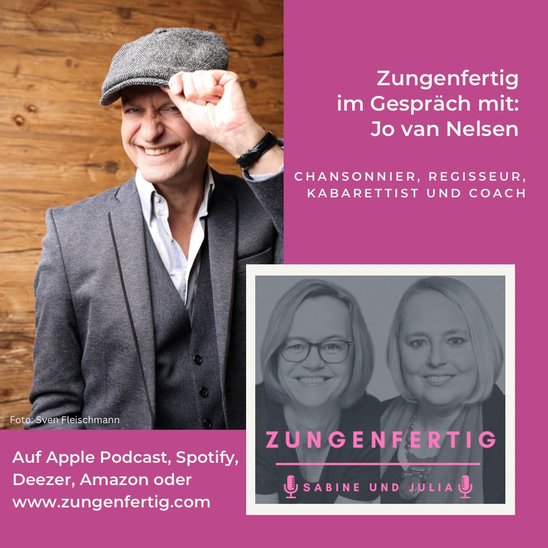 In unserer neuen #Podcast-Folge sprechen wir mit Jo van Nelsen über seinen Erfolg mit dem "#Erdbeermund", die legendären #Hesselbachs und auch über therapeutische #Familienaufstellungen.

Zu hören überall, wo es Podcasts gibt, und auf 👉 zungenfertig.com/folgen