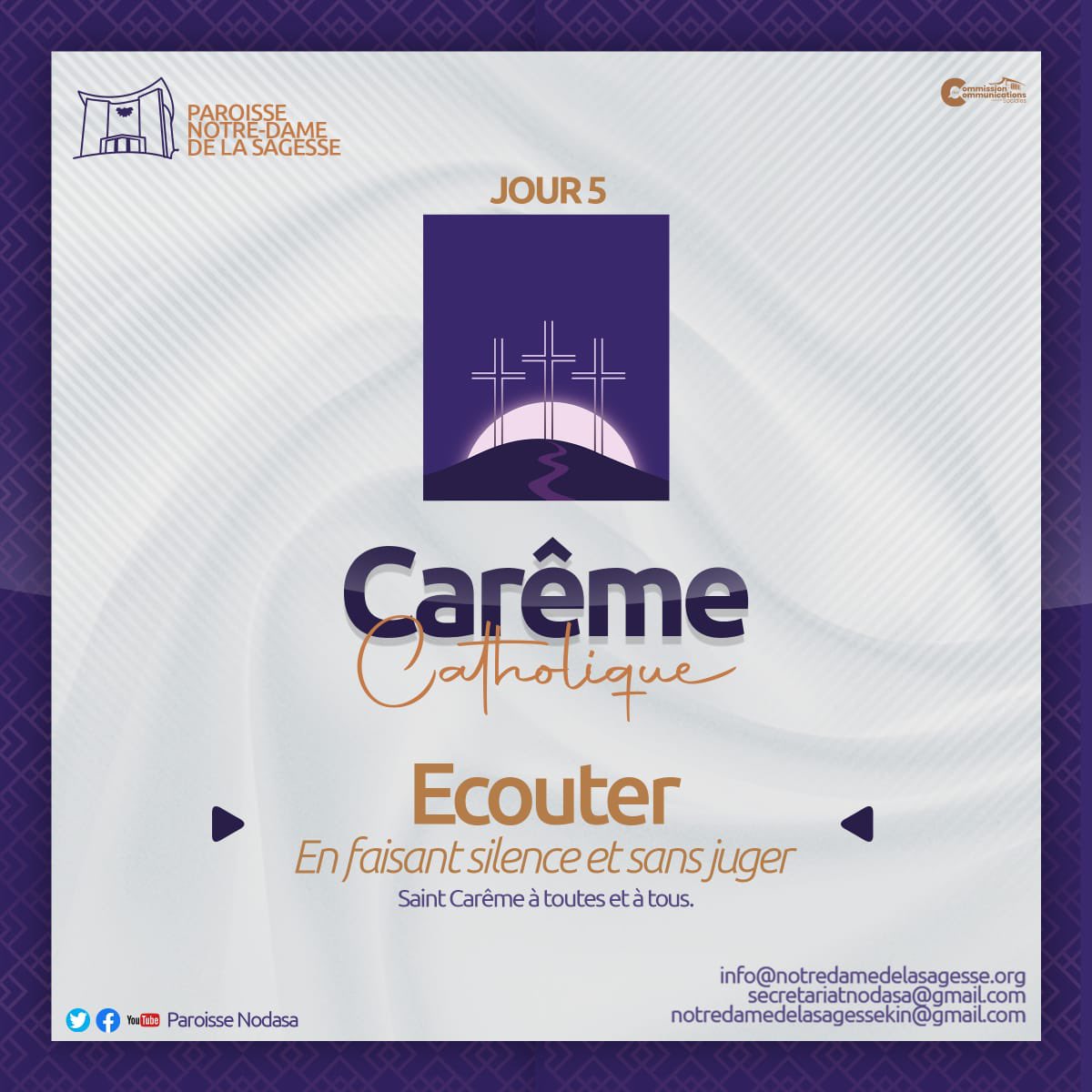 ParoisseNodasa's tweet image. 5eme jour de carême, recommandation du pape François. 

&quot;#Écouter” en faisant silence et sans juger

#careme 
#CatholicChurch 
#Nodasa