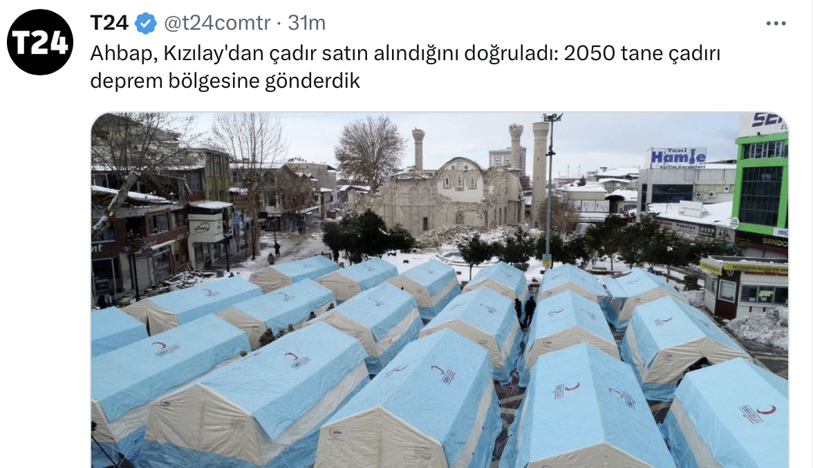 zaytung's tweet photo. FotoHaber - Kızılay’dan dev kampanya: Deprem nedeniyle maliyetine çadır satışları... https://t.co/EpgjaCPRLd https://t.co/4DTTBQxNXH