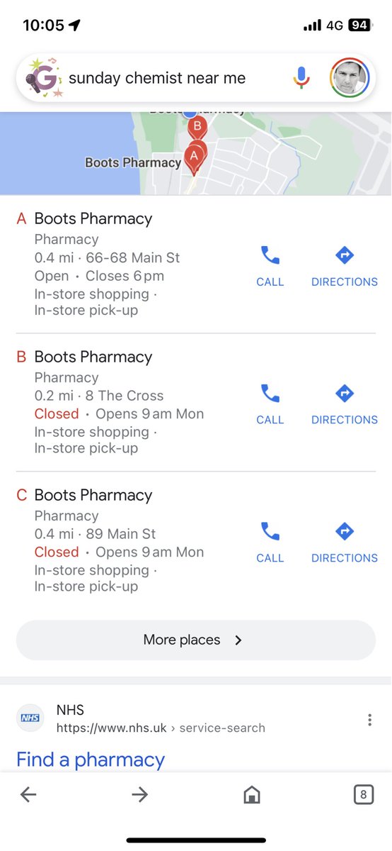 D88GAN's tweet photo. @BootsUK could you update your Google opening times please, waisted journey, still sore https://t.co/g0zPUKswQl