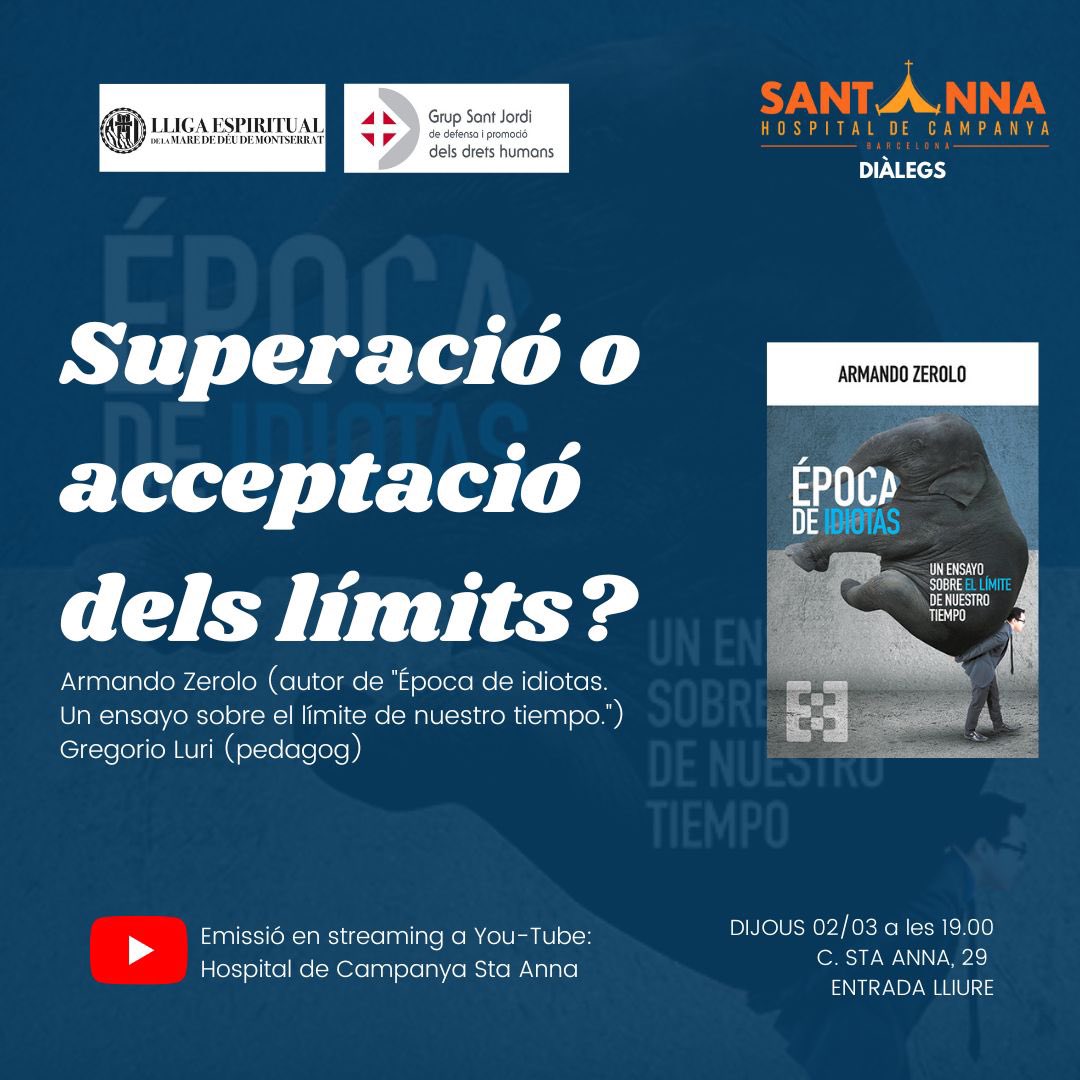 Este jueves presentaremos “Época de idiotas” en Barcelona con <a href="/GregorioLuri/">Gregorio Luri</a> en un lugar muy especial. Hablaremos de aceptar los límites, y de qué hay al otro lado de nuestro propio límite y del de nuestra época.