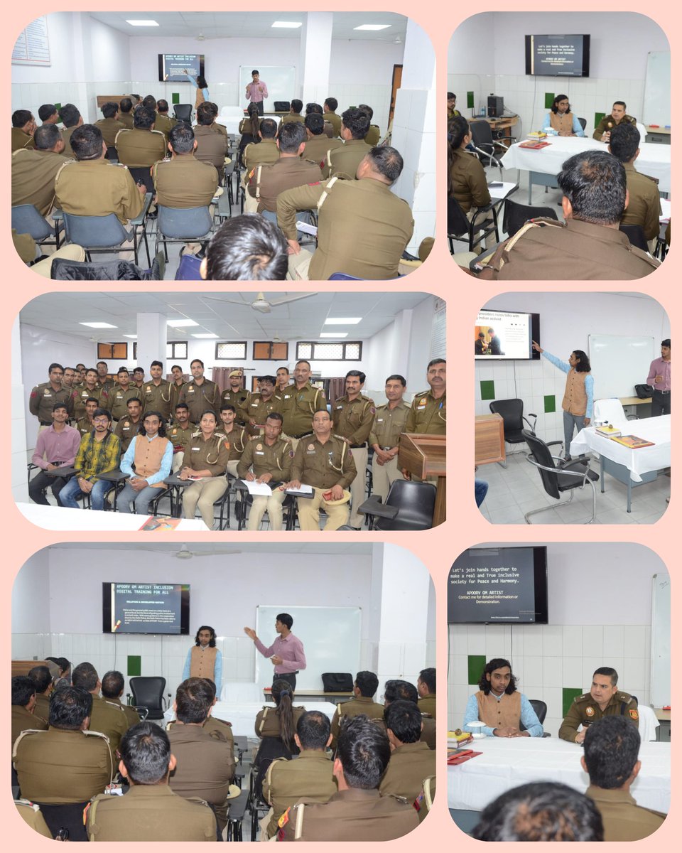 DCPSouthDelhi's tweet photo. In a new initiative by Dr. Anand Dhabi, ADCP-II South &amp; Youth leader, International Artist and SDGs Activist Apoorv Om, officials of South Distt. were given digital training in communication, for easy accessibility to police, by deaf &amp; other language people.
#DelhiPoliceUpdates https://t.co/JRixe4iWXz
