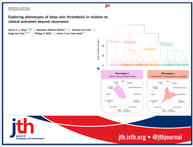 Deep vein #thrombosis (DVT) is  multifactorial disease▶️  several clinical outcomes.
<a href="/Aaron_Iding/">Aaron Iding</a> et al find 4 distinct phenotypes were identified among DVT patients using hierarchical clustering. <a href="/MaastrichtUMC/">Maastricht UMC+</a> <a href="/CARIMMaastricht/">CARIM</a>
bit.ly/3Y0UKNK