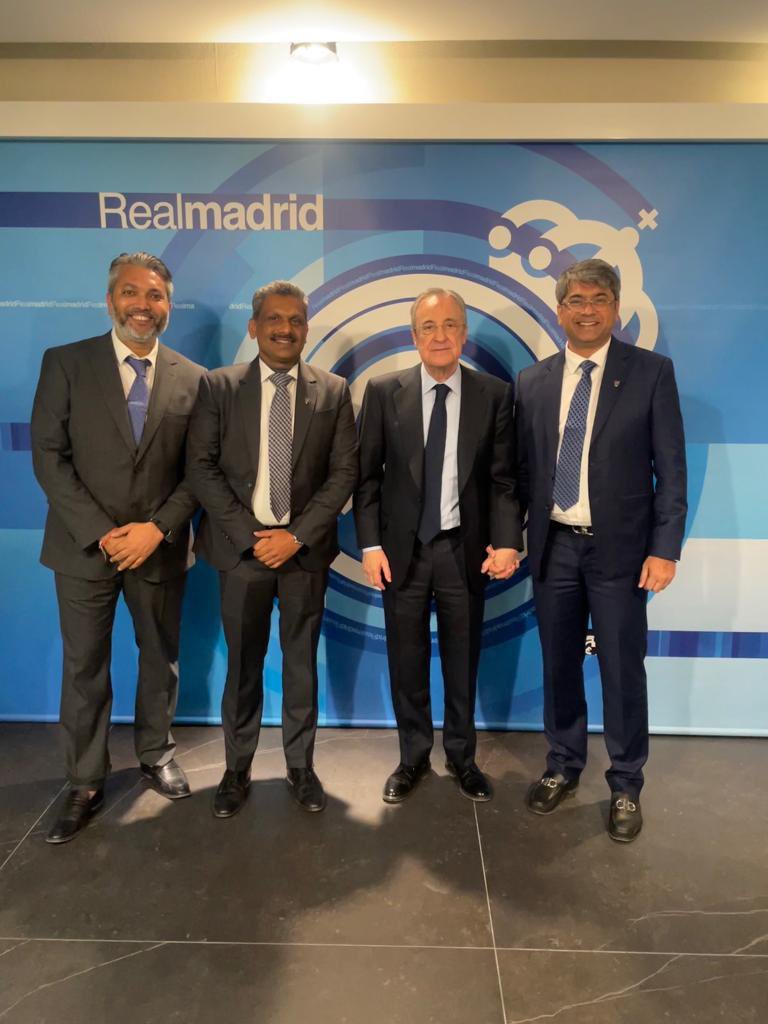 kalyanchaubey's tweet photo. Met with Florentino Perez, President of Real Madrid and Enrique Cerezo, President of Atletico Madrid to discuss on development of Indian Football. 

@IndianFootball  
 @realmadrid
@atleti https://t.co/6BriqlWzwr