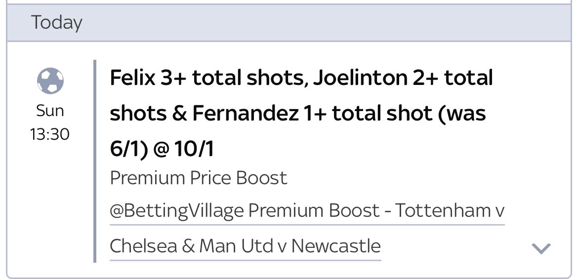 The Betting Village on Twitter "The 1,2,3 shots special for today is boosted to a huge 10/1 🤞🏼