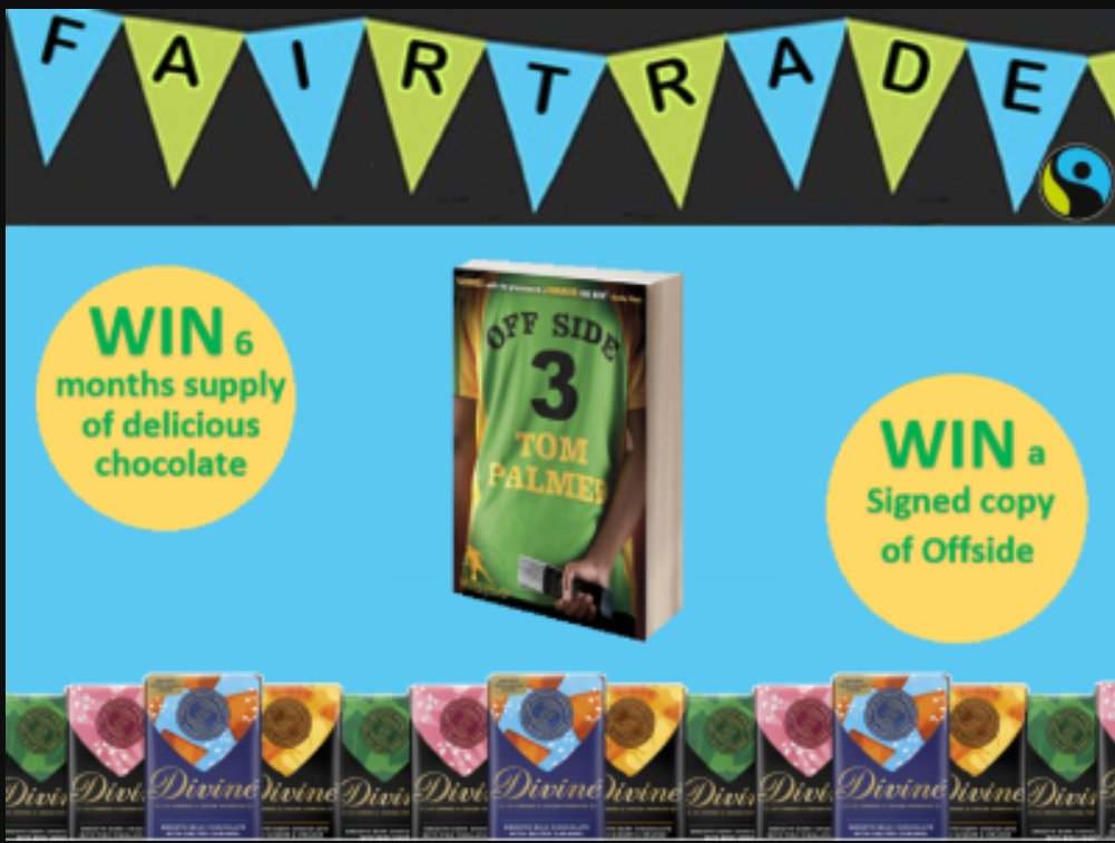 tompalmerauthor's tweet image. Celebrate #FairtradeFortnight with a #COMPETITION. 
Win a vast amount of @divinechocolate, a signed copy of Off Side (my fairtrade &amp;amp; football children&apos;s book), plus a 30-minute virtual chat with me for your favourite school. Please RT to enter. One winner.
tompalmer.co.uk/fairtrade-fort…