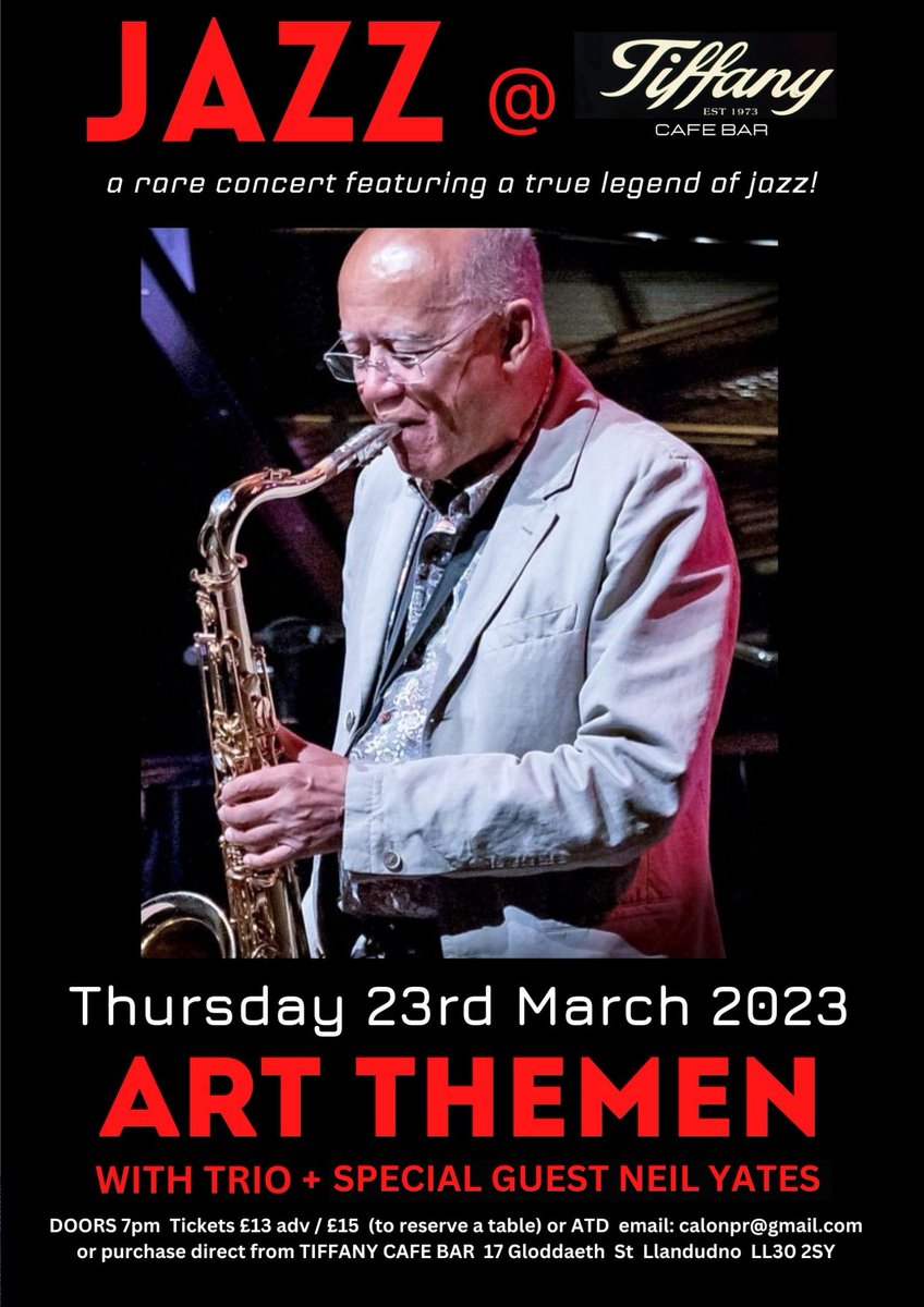 CalonPromotions's tweet photo. @LlandudnoWhat @SouthportJazz @ConwyLocal @ConwyVisit @tv_conwy @ConwyCBC @Visiting_Conwy @Llandudno_INFO @northwalesmag @EventsNWales @MOSTYN_Wales_ @NWTBiz @northwaleslive @NorthWalesChron
LIVE JAZZ THIS MONTH IN LLANDUDNO - ART THEMEN + GUESTS!
Tickets/info: calonpr@gmail.com https://t.co/z9rFmf6CQY