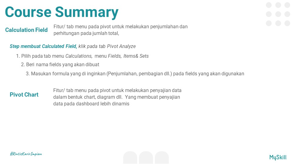 Novihnddyn's tweet photo. Minitask Short Class Microsoft Excel: Pivot table ✨. 'Insight in a data from Ms. Excel' 
@myskill_id #learnatmyskill https://t.co/EXkCdfueAQ