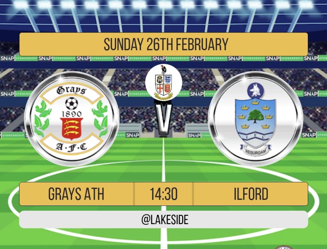 Match day ⚽️⚽️ today we welcome Ilford FC to Lakeside for a league fixture.  @CoopsGroupUK @lowerthames #bringgraysathhome #shiplaneforgraysath