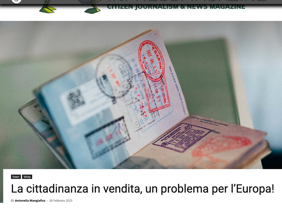 ClaudioPalazzi's tweet photo. La cittadinanza in vendita, un problema per l’Europa! https://t.co/oboo9d0d8g via @ClaudioPalazzi di Antonella Mangiafico #Arabiasaudita #Bielorussia #bulgaria #cina #Cipro #Citizenshipbyinvestment #cittadinanza #cittadinanzainvendita #Commissioneeuropea #democrazia #diritti https://t.co/MEyUlWjgLD