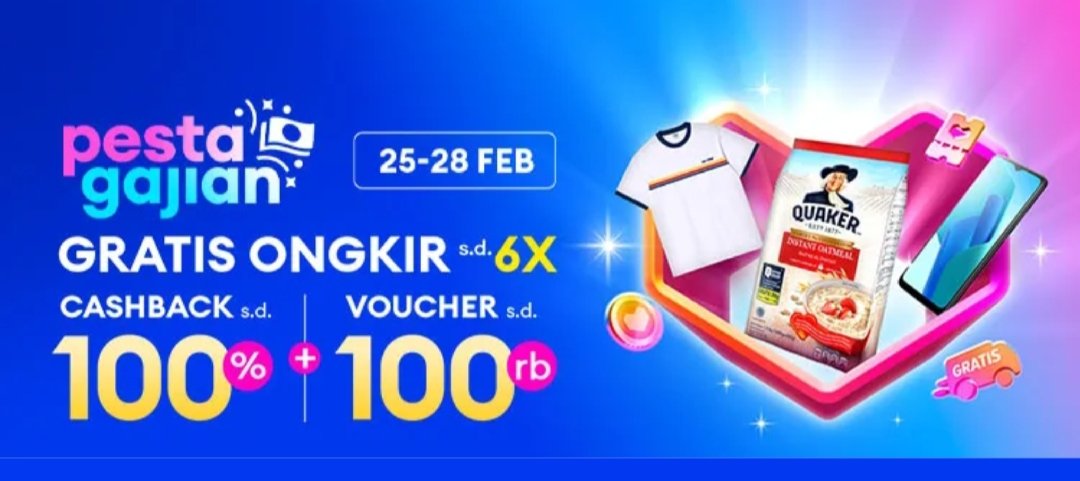 Sore minggu enaknya cek yang promo di pesta gajian lazada, ada bonus dadakan hingga 500rb 🤑
Cashback hingga 100% + voucher hingga 100% s.lazada.co.id/s.Q1VOl

Pengiriman cepat, gratis ongkir
#FlashSale #belanjaonline #BelanjaDariRumah #LazFlash #LazBEAUTY #LazMall