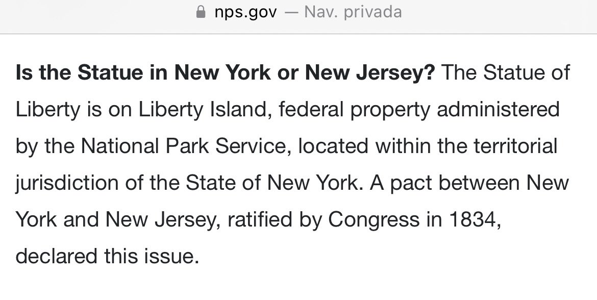 xac0be's tweet photo. @Lobo41015 No es cierto. Liberty Island es un enclave del Estado de Nueva York en el de New Jersey. Y en Google Maps también aparece así. https://t.co/uHg8wIfmWc
