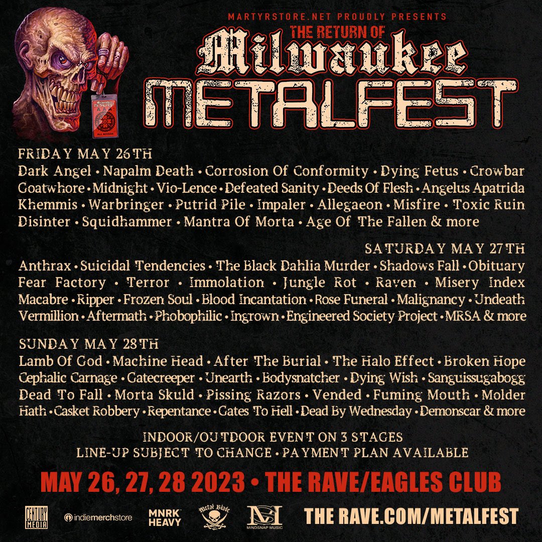DemonScar (@demonscarnyc) on Twitter photo In 90 days DemonScar goes to Milwaukee! We play Sunday, May 28th. The day with Lamb of God, Machine Head, <a href="/PISSINGRAZORS/">PISSING RAZORS</a> <a href="/DEADBYWEDNESDAY/">DEAD BY WEDNESDAY</a> and a ton more. Stacked lineup this year for the return of <a href="/MKEMetalFest/">Milwaukee Metal Fest</a> at the <a href="/therave/">The Rave / Eagles Club</a> 👊 In 90 days DemonScar goes to Milwaukee! We play Sunday, May 28th. The day with Lamb of God, Machine Head, <a href="/PISSINGRAZORS/">PISSING RAZORS</a> <a href="/DEADBYWEDNESDAY/">DEAD BY WEDNESDAY</a> and a ton more. Stacked lineup this year for the return of <a href="/MKEMetalFest/">Milwaukee Metal Fest</a> at the <a href="/therave/">The Rave / Eagles Club</a> 👊