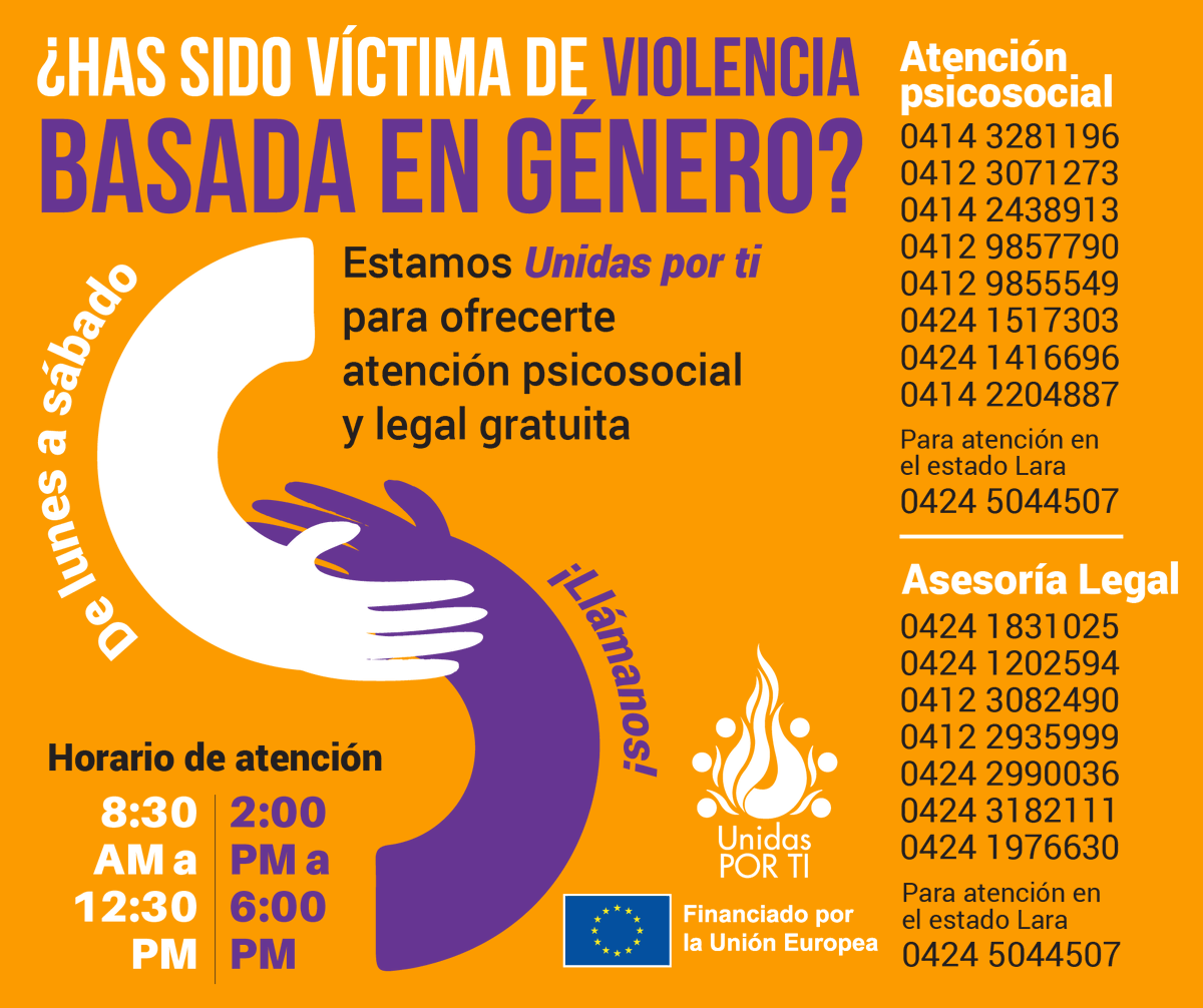 Alaplaf_Cssr's tweet photo. El proyecto “Aliadas por el derecho de las Mujeres a una vida libre de violencia”, con apoyo de la @UEenVenezuela, ofrece formación a profesionales del derecho, funcionarios y funcionarias públicas, psicólogas/os, docentes y periodistas #UnidasPorTi https://t.co/uZ5p0tVVA9