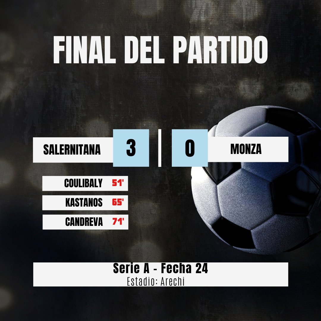JuanPTeixeira93's tweet photo. Serie A ⚽️🇮🇹 | Fecha 24
Salernitana 3-0 Monza
#seriea #calcio #football #serieatim #italy #futbol #calcioitaliano #fantacalcio
#salernitana #stadioarechi #salernocity #ussalernitana
#monza #monzabrianza #monzaebrianza #monzamedan #parcodimonza #monzaclube https://t.co/5nnTgIp52s