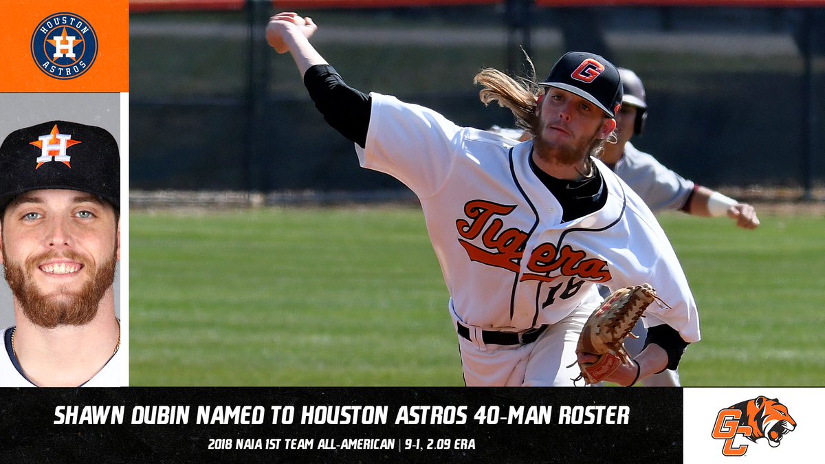 GCAthletics's tweet photo. We are sending our best wishes to 2018 @GeorgetownBaseb All-American, Shawn Dubin, as he beings spring training on the Houston Astros 40-man roster! #TigerPride https://t.co/jRbF2ZrA9P