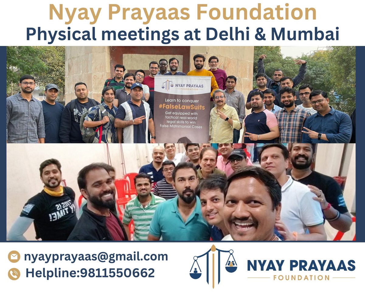 Physical Meetings to legal guidance to the people. So he can fight against the #GenderBiasedLaws . The main focus of the meeting: 1. Session on #psychology balance during litigation process 2. Session on #WealthManagement during the litigation process #NyayPrayaas #MaritalRape