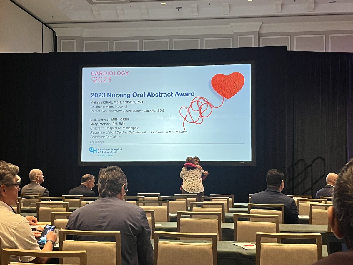 Congratulations <a href="/melliott_fnp/">Melissa Elliott</a> for winning the Nursing Oral Abstract Award at #Cardiology2023! She is doing incredible work on parental stress in infants with single ventricle heart disease! <a href="/ChildrensMercy/">Children's Mercy</a>