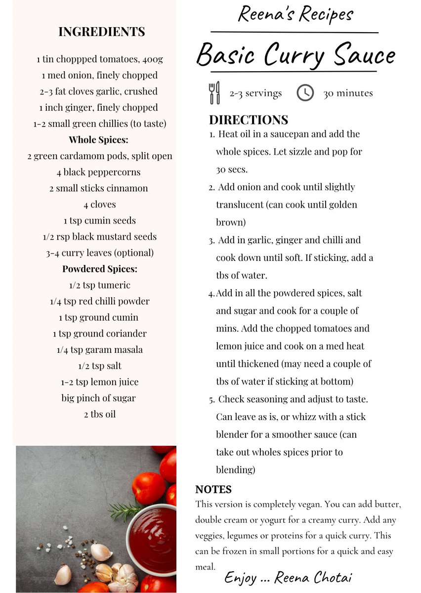 ChotaiReena's tweet photo. If anyone is looking for a simple and quick curry sauce recipe, here you go! Can add any veg, legumes, meat, chicken to it and freezes well for a speedy dinner mid week. Let me know if you try it 🙏🏽 @BootstrapCook #CookingOnABudget #SimpleCurry #BasicFood #Gujarati https://t.co/GyAGr8o1qd