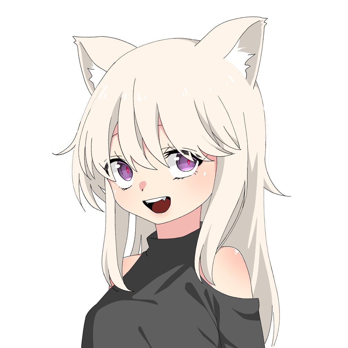 1girl animal ears purple eyes solo white background open mouth smile  illustration images