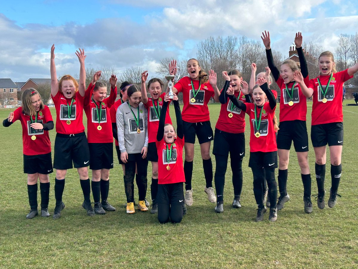 🏆 Trophy time Congratulations to our U12 Girls Red who won the @PdplGirls Winter Cup with a 4-2 victory over a resilient @PNEWJFC U12s. Superb performance. #mjfdc #OneLoveOneClub #TogetherWeCan