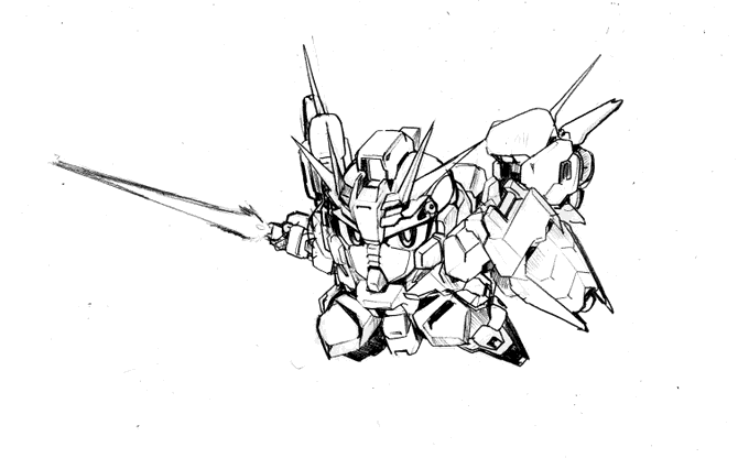 自分とビルド二次主役ガンダムを描きつつ、他の方のオリデザMSを描いていって経験値を得ようという企み 