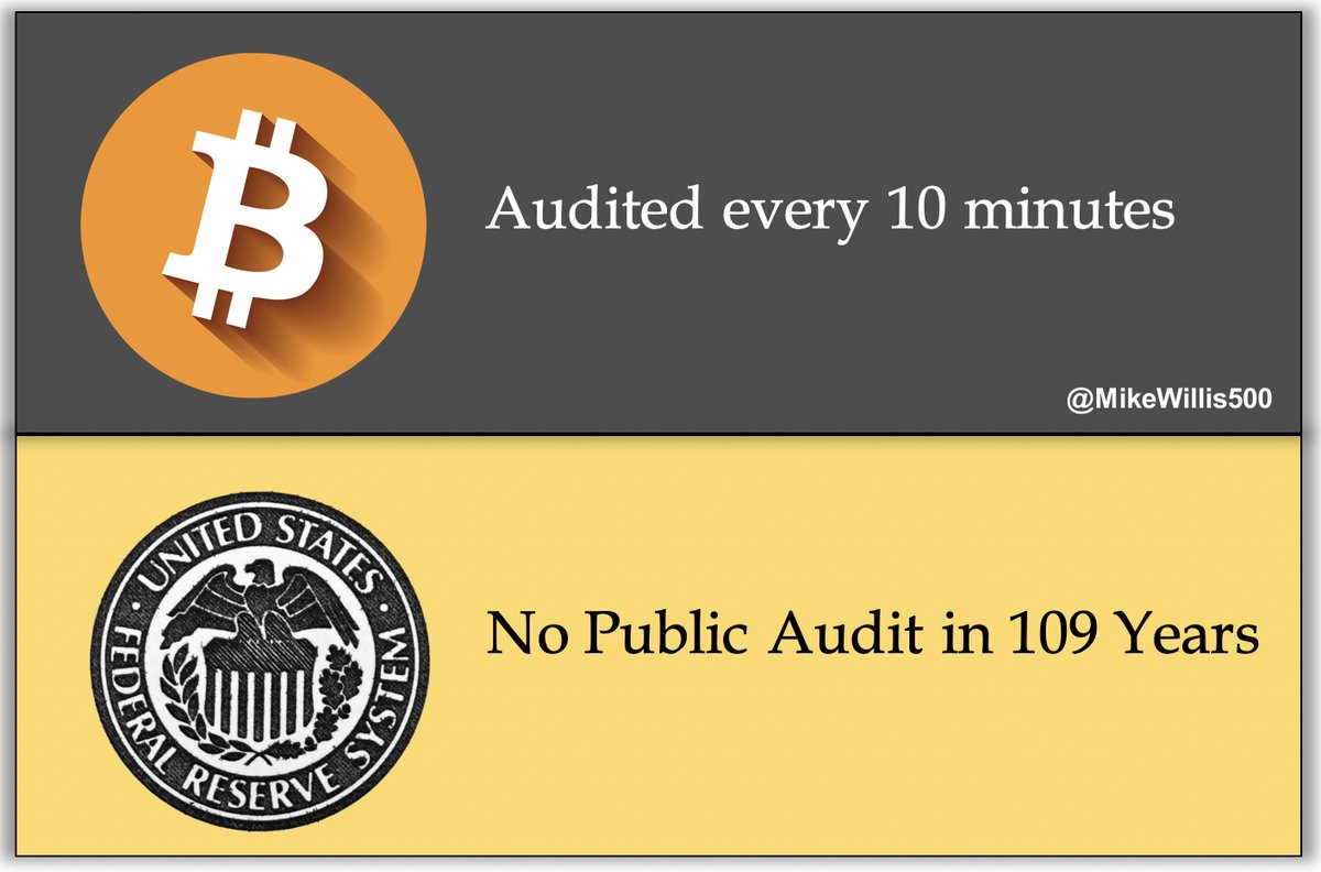 Bitcoin is audited every 10 minutes by thousands of people all across the globe.
#Bitcoin #Satoshi #MONEY #freedom #Peace #FreedomOfSpeech #cypherpunks #code