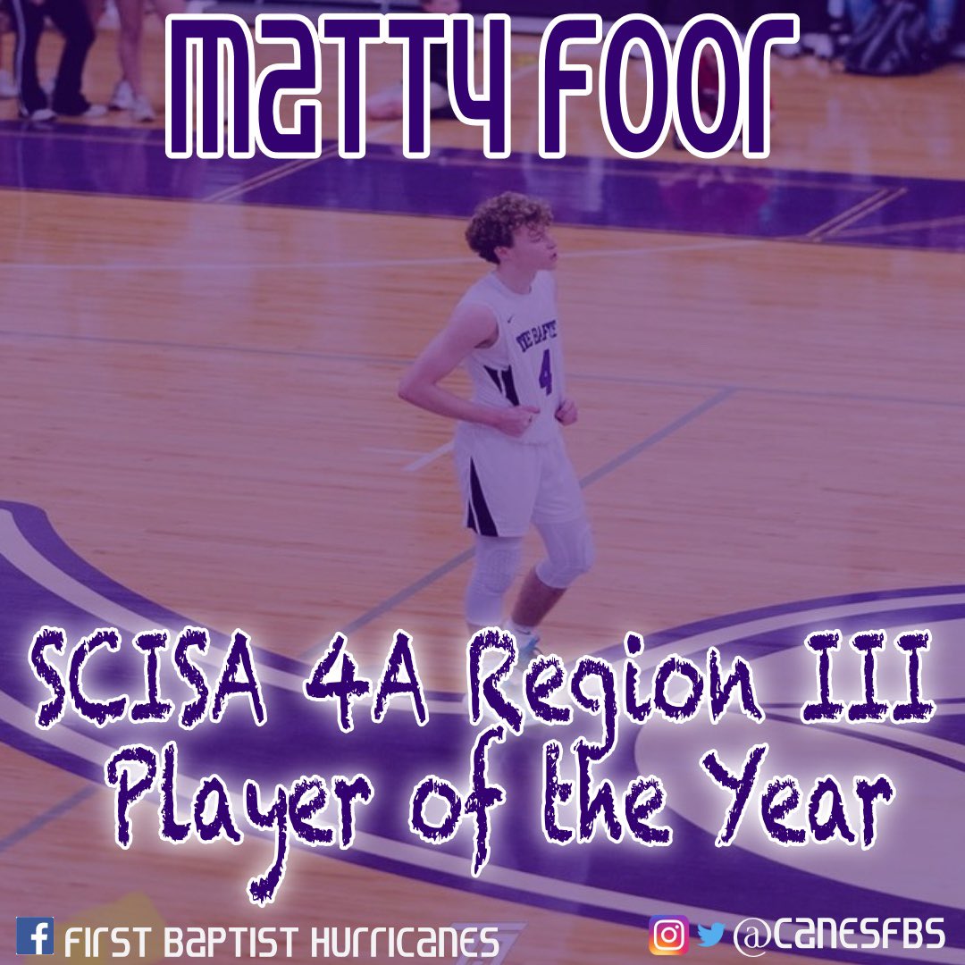 Congratulations to Matty Foor (‘23) on being named SCISA 4A Region III Boy’s Basketball Region Player of the Year! #WeAreFB