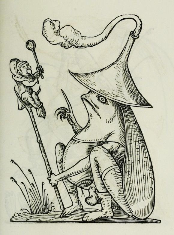 woodcut from “the drolatic dreams of pantagruel”, france, 1565
