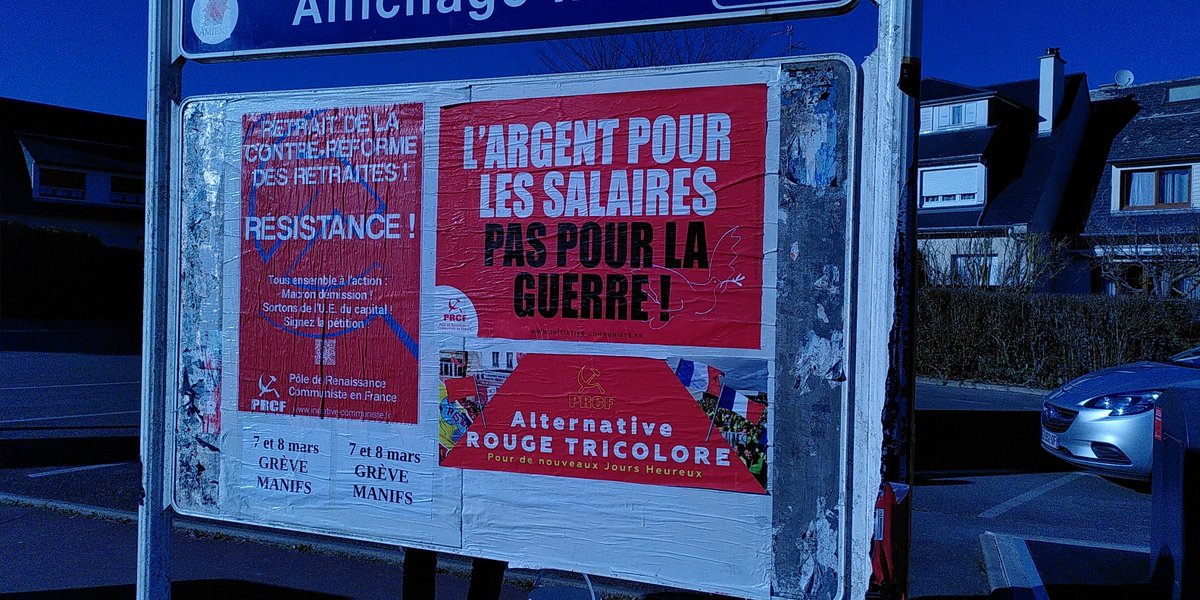 Encore un #collage sur #Amiens aujourd'hui, pour appeler aux grèves et manifs du #7mars & #8mars 
pour défendre nos #Retraites et la #ConditionFéminine !
Et un #tractage rafraichissant🥶au marché du Colvert #Pigeonnier, pour finir cette semaine bien remplie pour le #PRCF80. ✊