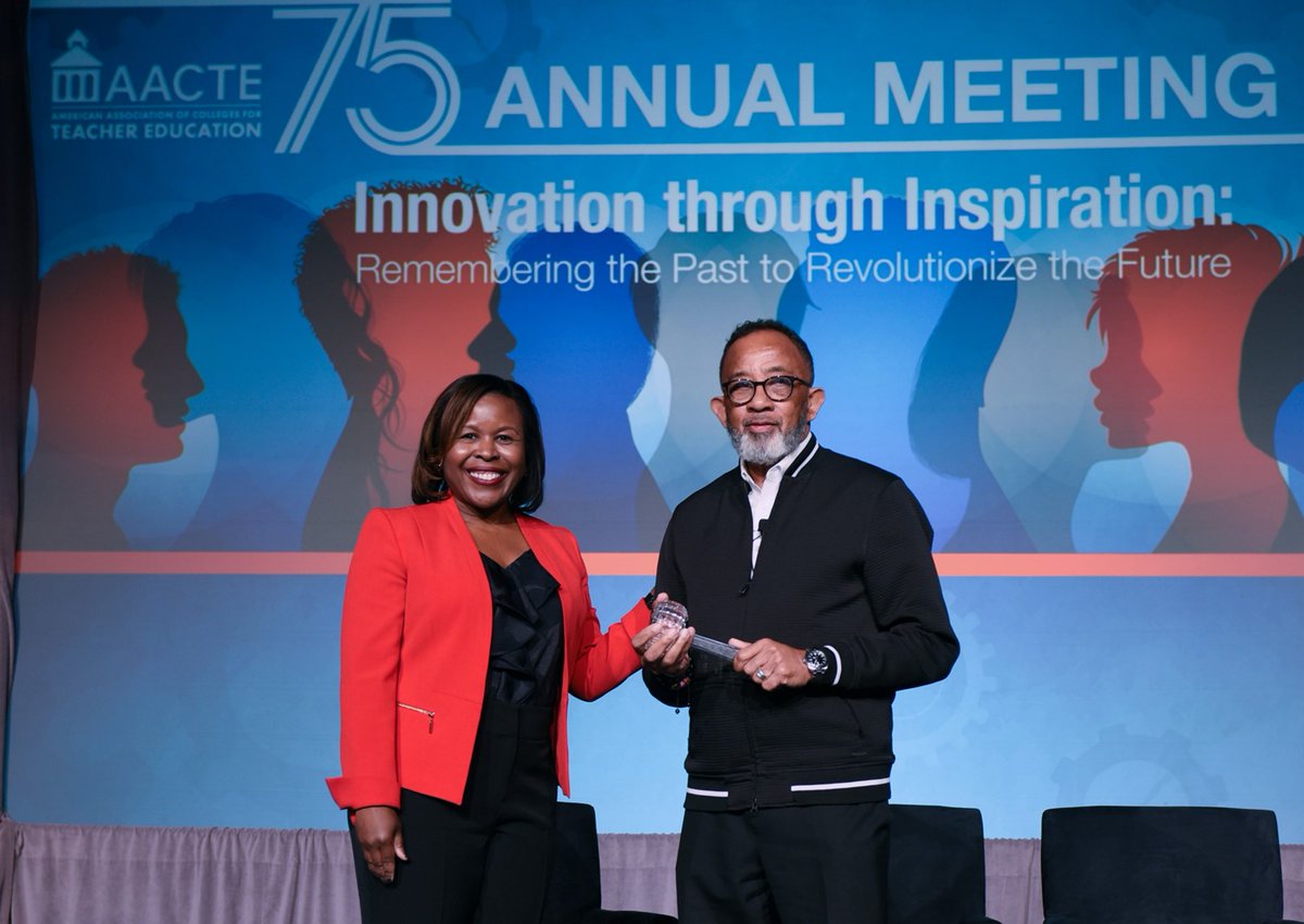 AACTE's tweet photo. Thank you AACTE Immediate Past Chair Michael Dantley, for your leadership, dedication, and service to the association. Congratulations, to the new AACTE Chair Monika Williams Shealey (@drmwshealey). #AACTE23 https://t.co/kP1GH44p0M