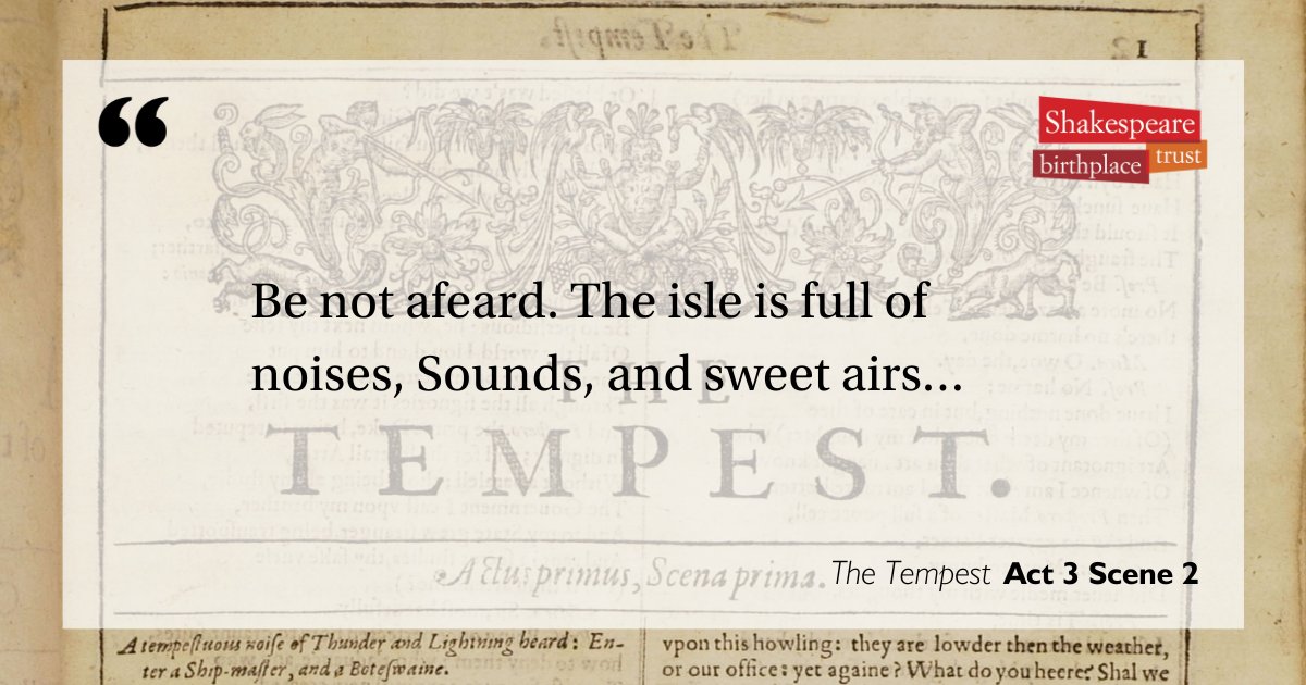 ShakespeareBT's tweet photo. Although it’s one of the last pieces of work he wrote, The Tempest is the first play to appear in Shakespeare’s First Folio 📕 It’s currently being performed @TheRSC as part of the Folio’s 400 celebrations 🥳 https://t.co/lgW2sxFQvh