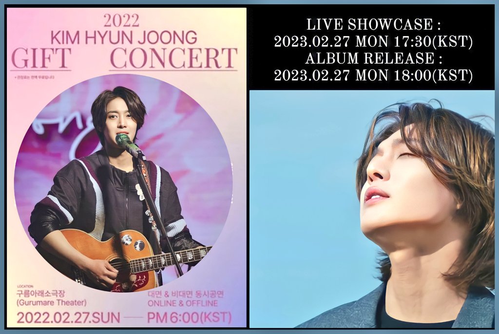 February 27th, a year ago, #KimHyunJoong held the "Gift Concert" and we all know how special the concert was.
Tomorrow on the same date, same time, he will release a new album. Is this a good coincidence? 🤔🥰

Can't wait for tomorrow 🤩 this will be my Monday mood booster 💚👽