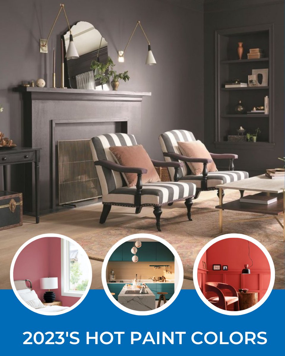 nardotrealtor's tweet photo. When it comes to 2023 paint trends, bold color is back. See this year’s top color picks, including rosy hues, teal shades, saturated red-orange, and more. https://t.co/4uKvb6ExvS https://t.co/e0NFk3ApsR