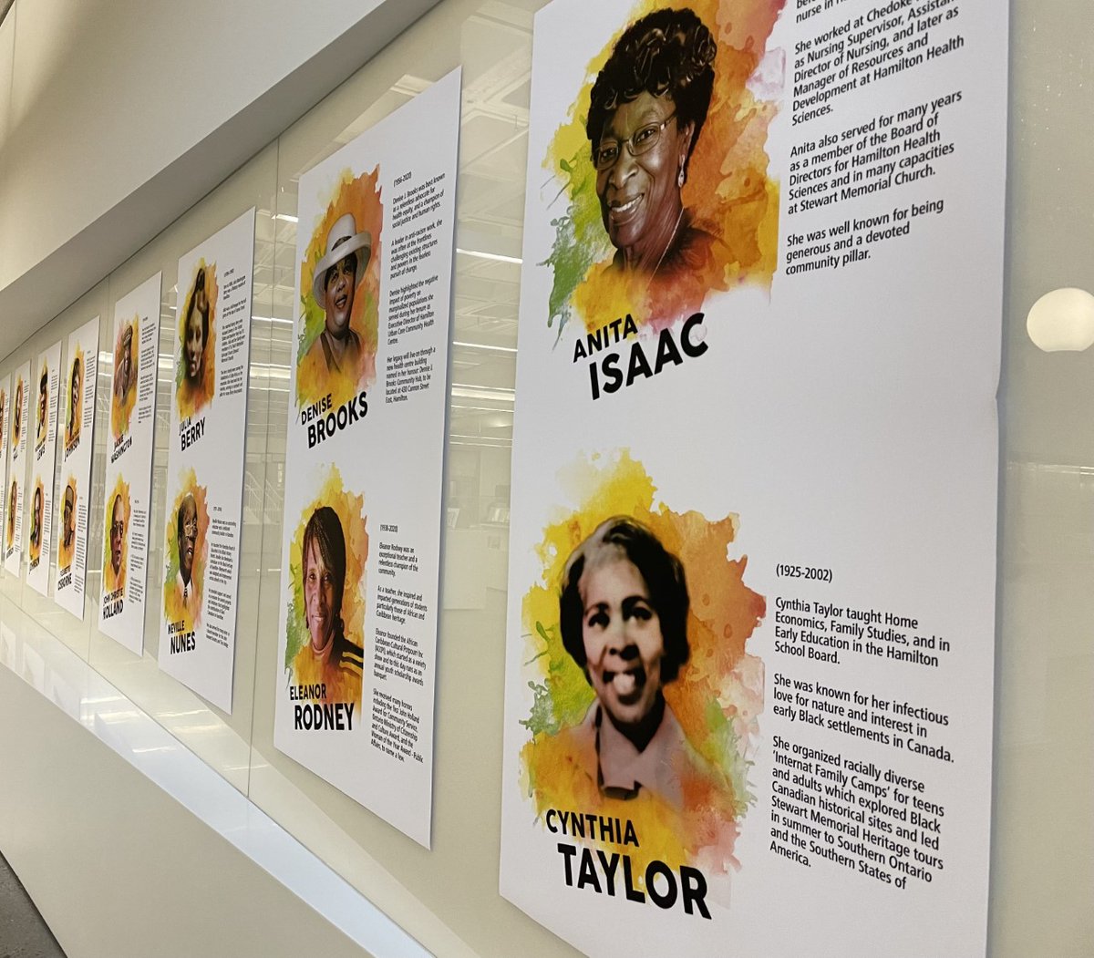 HamiltonLibrary's tweet photo. Have you seen the graphics and bios of 16 Black Hamiltonians as part of the #BlackHistoryMonth display at Central Library? Come in today from 12pm-5pm to learn more about their achievements and how their contributions influenced the #HamOnt community. https://t.co/TD18hL0miR https://t.co/1KN4MZCzim