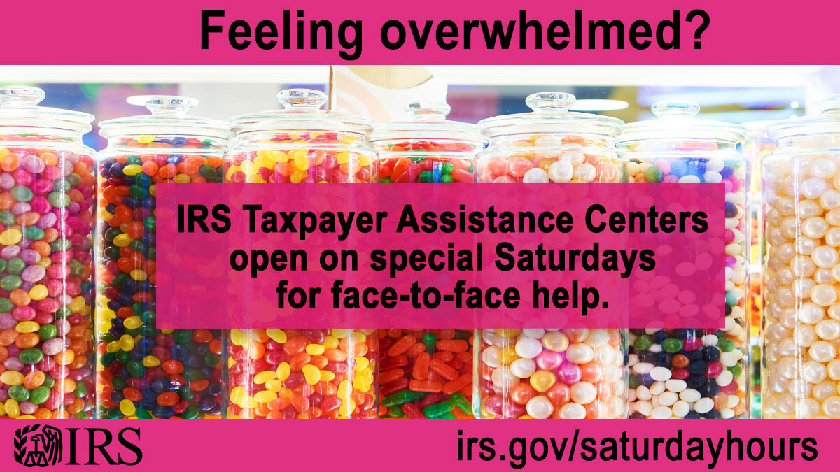 IRSnews's tweet photo. #IRS will hold special Saturday hours starting at many Taxpayer Assistance Centers to help people during this filing season. Learn more at https://t.co/QlB2OuW2Q5 https://t.co/iNfOQPUrRG