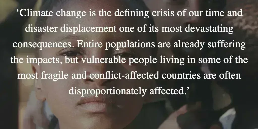 #Climatechange is the defining crisis of our time and disaster displacement one of its most devastating consequences and vulnerable people living in some of the most fragile and conflict-affected countries are often disproportionately affected. buff.ly/33AuaBj
