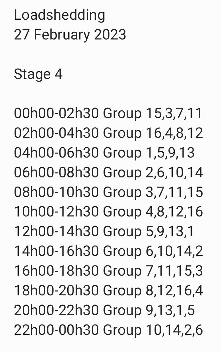 #Loadshedding
27 February 2023