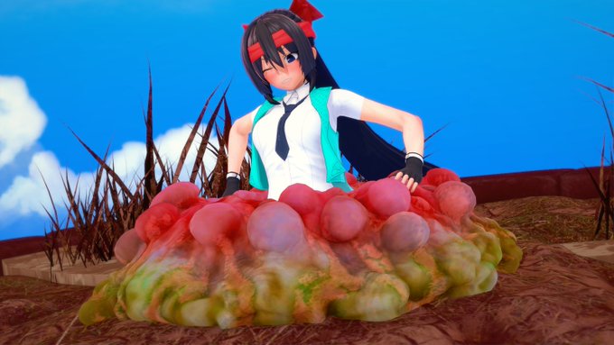 触手壺の上をうっかり通ってしまったアサギちゃん 