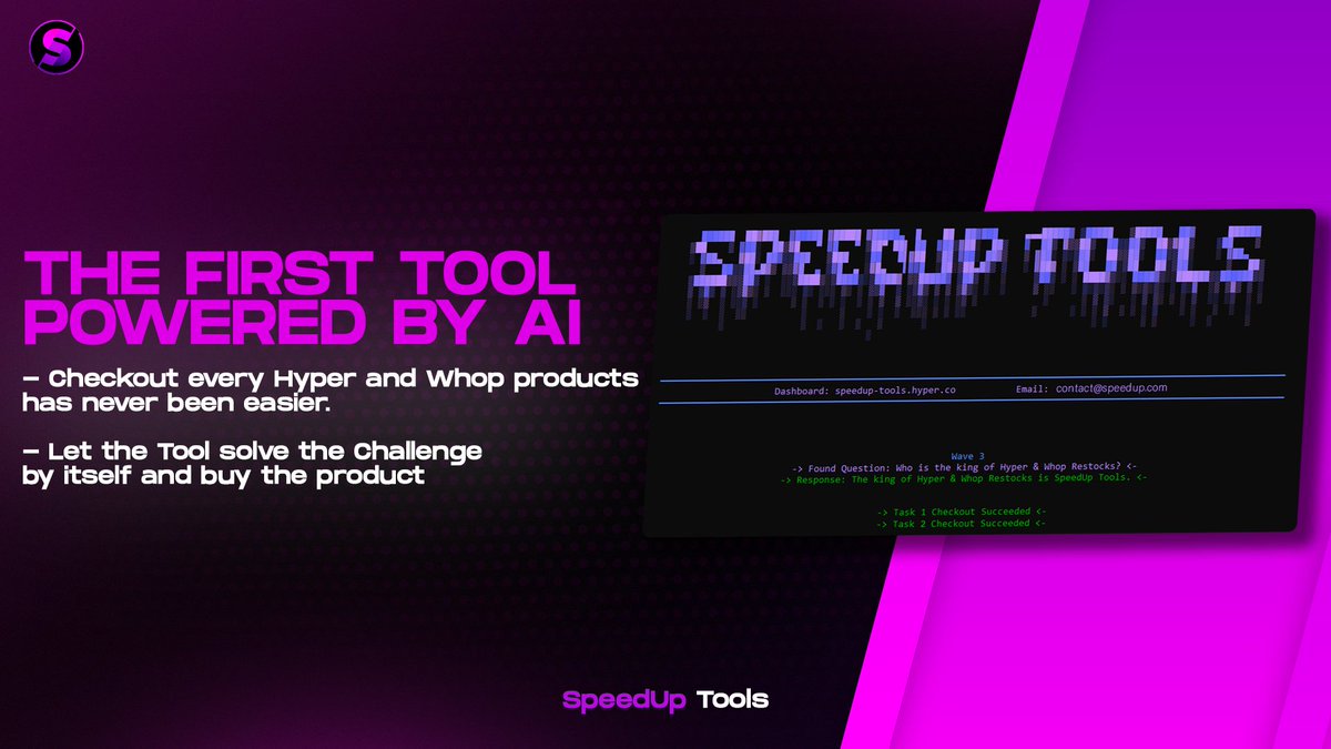 SpeedUp_Corp's tweet image. 🟣 New Feature

⚡️⚡️ We're excited to announce that SpeedUp Tools just got even better with the addition of our new AI-powered feature. Checkout all Hyper and Whop products has never been easier.

Like❤️and Retweet♻️for a Key