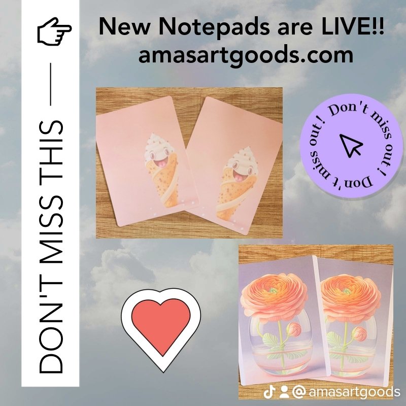 art_amas's tweet photo. Dropping Today 2/26/23
New Notepads
Sizes: 5x7 &amp; 8x10

Online Shop:
https://t.co/muG7FkAcu8

Faire Wholesale: 
https://t.co/ChvxyEOEQn

#notepadstore #notepad #notepads #notepadshop #notepadaddict #notepadlover #stationeryshop #stationerylover #stationery #stationerystore https://t.co/HFn2YjSxk5
