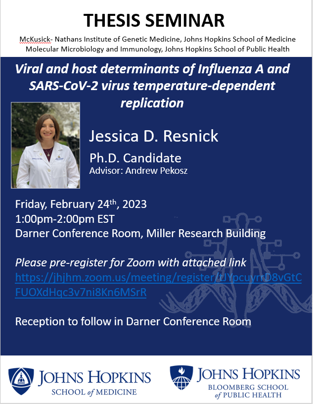 andrewpekosz's tweet photo. One of the great things about being in academia is working with students. Congratulations to @ResnickJessica for her fantastic PhD seminar covering her work on virus-epithelial cell interactions  @CEIRRNetwork @JohnsHopkinsMMI @HopkinsMedicine https://t.co/3hEF1TWbES