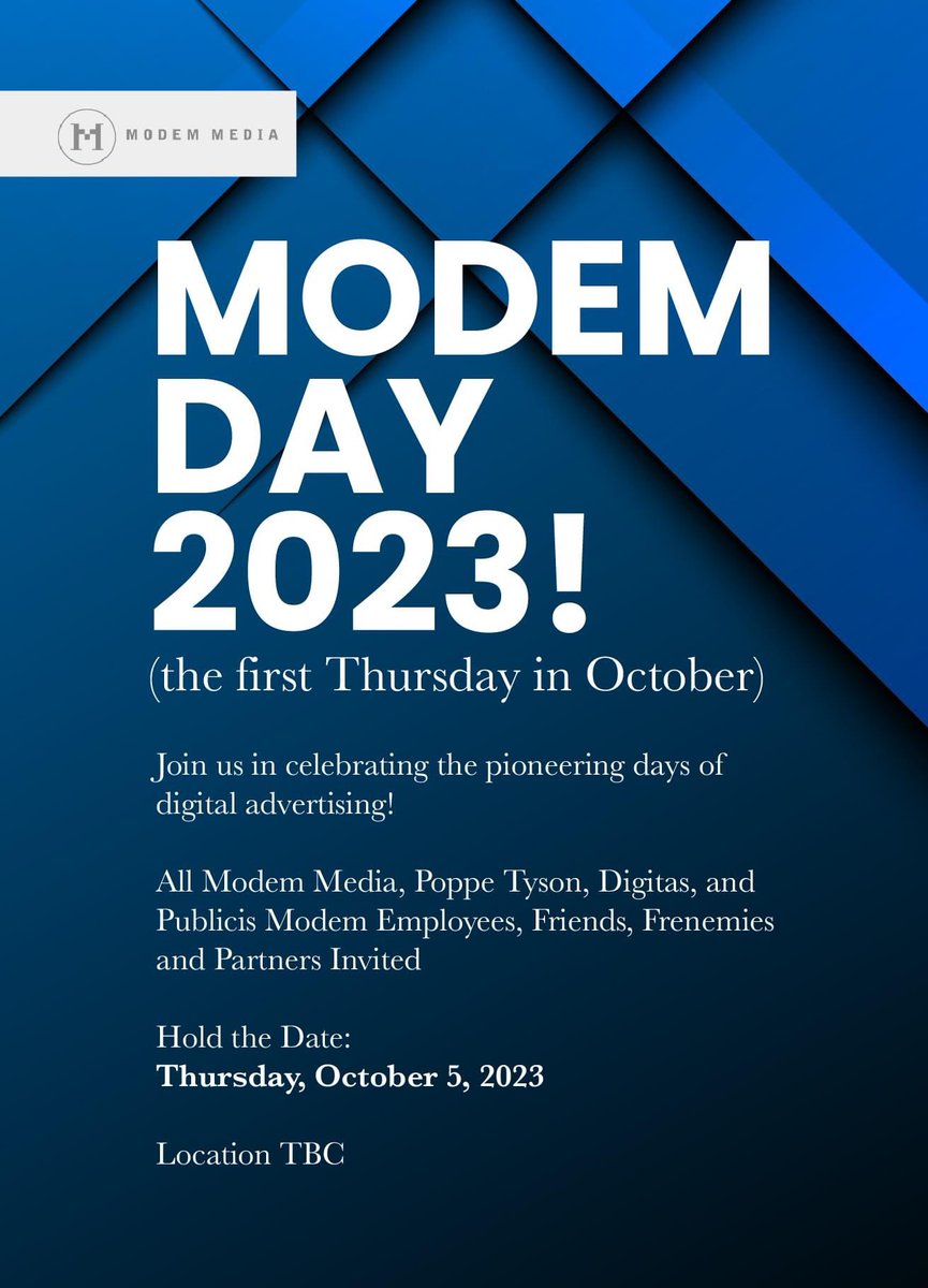 Save the date! Location somewhere in London TBC #modemmedia #digitas #publicismodem #poppetyson