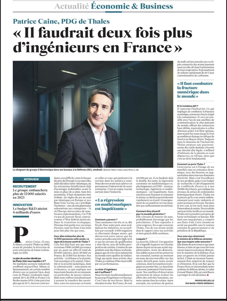 🏭En ce dernier jour du salon #VivaFabrica2023, retrouvons les #appels à se mobiliser du prst du salon Thierry de La Tour d'Artaise psdt CA <a href="/GroupeSEB/">Groupe SEB</a> &amp; de <a href="/Patrice_Caine/">Patrice Caine</a>  PDG <a href="/thalesgroup/">Thales Group</a> ds <a href="/leJDD/">Le JDD</a> 
Il y a urgence à réfléchir ensemble !
#renaissanceindustrielle #souveraineté🇫🇷