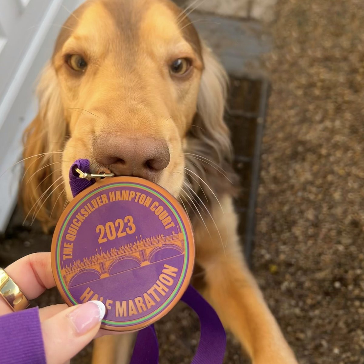 Lovely morning for a half marathon. Watch says 1:39, and I’m taking that