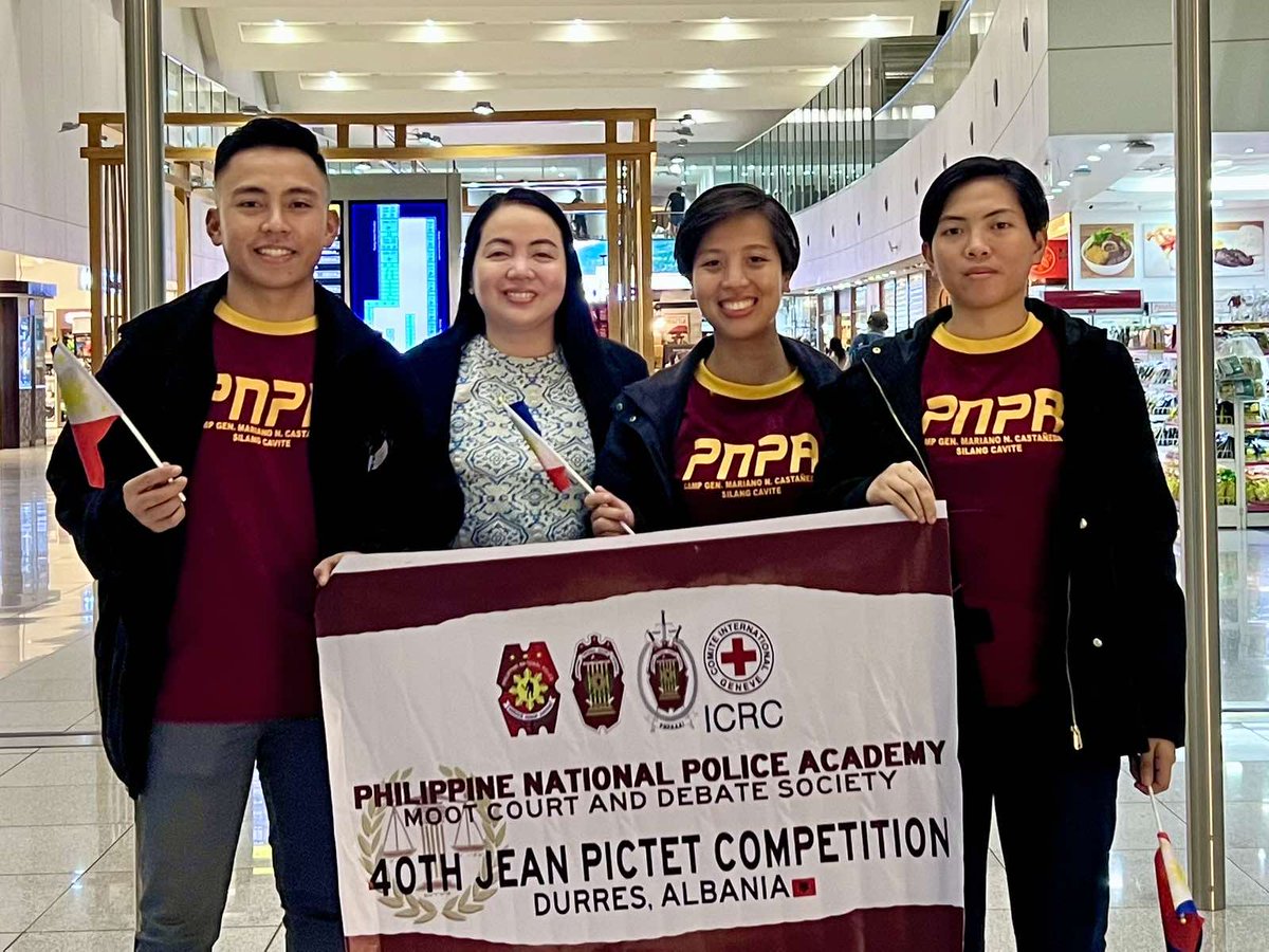 PNPAOfficial's tweet photo. After notching the championship in the IHL Role Play Challenge last year, the PNPA Moot Court Team will be testing its mettle in the international stage as it will represent the Philippines in the 40th Edition of the prestigious Jean-Pictet Competition in Durres, Albania https://t.co/Xx0UQoQP91