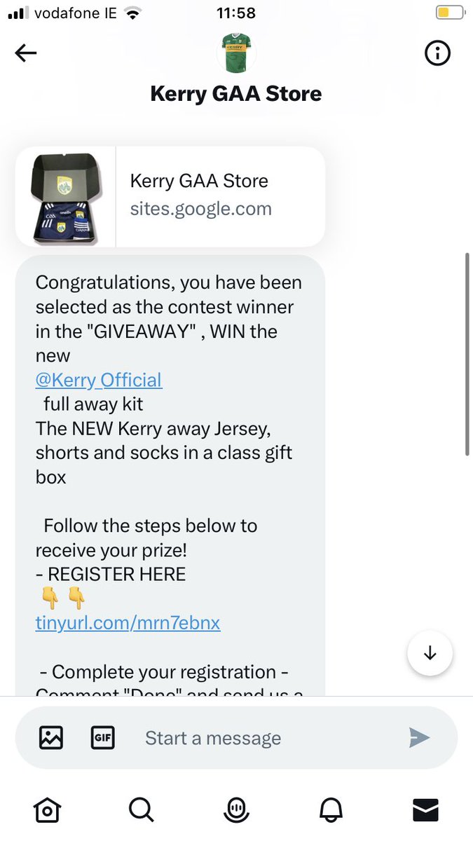 odonovanaidan22's tweet photo. @KerryGAAStore1 @Kerry_Official Just got a message this morning that I won the prize but I think this is a scam account. Wasn’t sure. Just said I’d let ye know. https://t.co/qS64RePemt