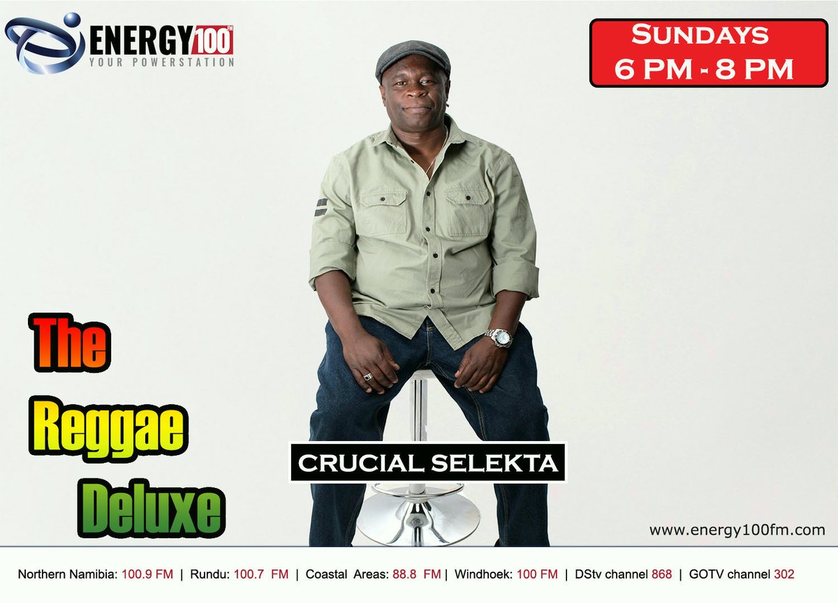 𝗥𝗘𝗚𝗚𝗔𝗘'𝘀 𝗡𝗜𝗖𝗘𝗡𝗘𝗦𝗦 𝗢𝗡 𝗔 𝗦𝗨𝗡𝗗𝗔𝗬
#TheReggaeDeluxe on #ReggaeLoveSundays with 
<a href="/CrucialSelekta/">𝐂𝐫𝐮𝐜𝐢𝐚𝐥 𝐒𝐞𝐥𝐞𝐤𝐭𝐚 🇳🇦🇰🇪</a>
#Energy100FM 🇳🇦
📻 Northern Namibia: 100.9 | Coastal Areas: 88.8 | Windhoek: 100 FM
📺 DSTV: 868 | GOTV: 302
energy100fm.com
radio.garden/listen/energy1…
❤️💛💚
