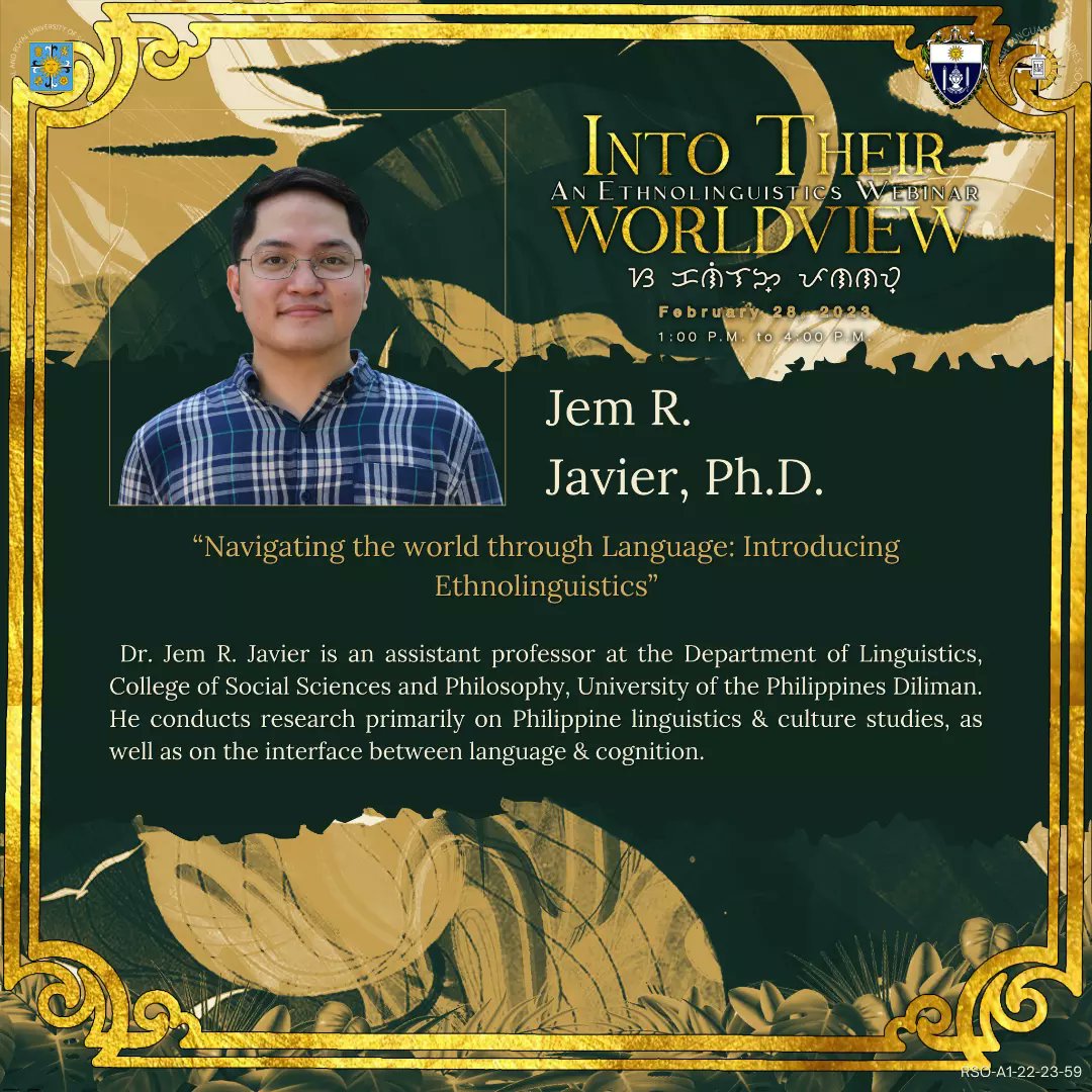 USTELSSOC's tweet photo. Our d-day is getting closer and we are now here to introduce to you the honorable speakers for “Into Their Worldview: An Ethnolinguistics Webinar” who will bless us with their knowledge about ethnolinguistics. 

Catch them on February 28, 2023 via Zoom from 1:00PM to 4:00PM. https://t.co/O7BNzdpZxt
