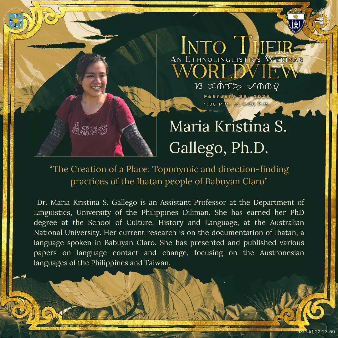 USTELSSOC's tweet photo. Our d-day is getting closer and we are now here to introduce to you the honorable speakers for “Into Their Worldview: An Ethnolinguistics Webinar” who will bless us with their knowledge about ethnolinguistics. 

Catch them on February 28, 2023 via Zoom from 1:00PM to 4:00PM. https://t.co/O7BNzdpZxt